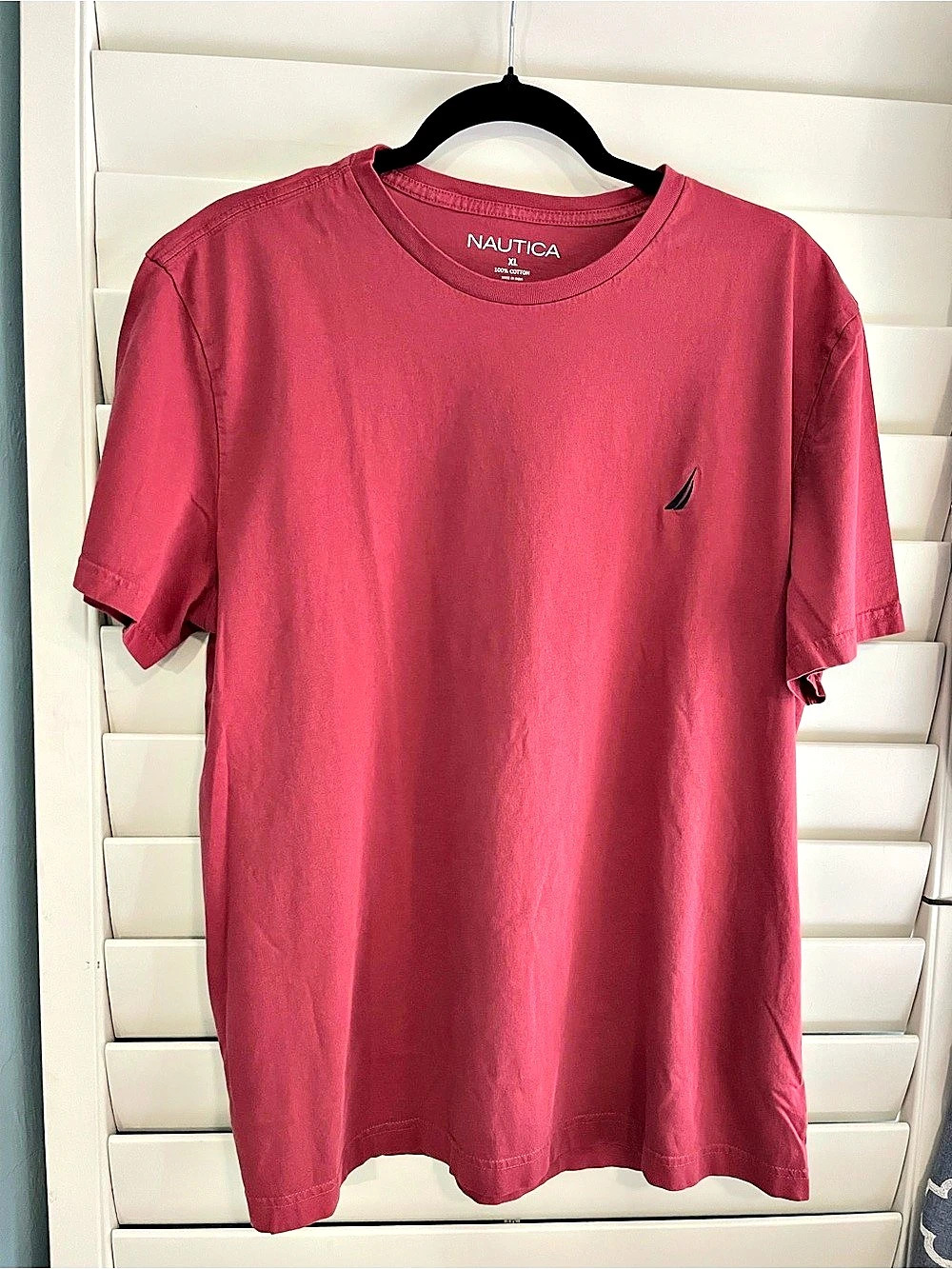 Nautica Solid Crewneck T-Shirt Short Sleeve Logo Tee in Red Size XL Like New